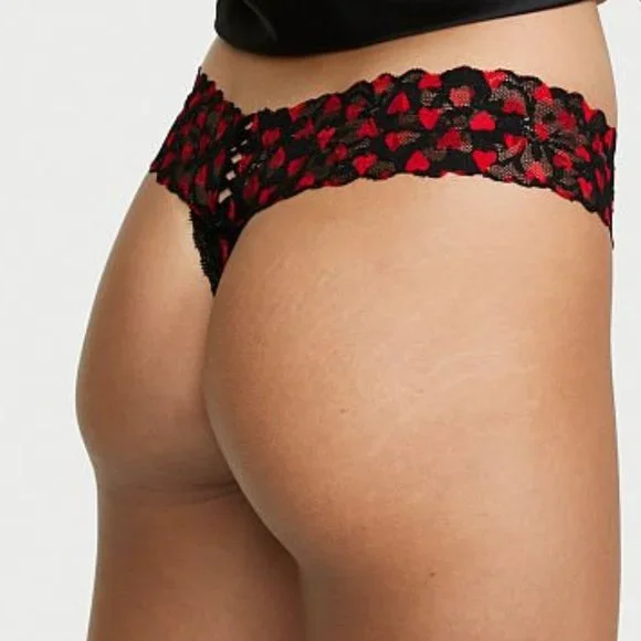 VS ❤️ Lace Thong w/Red Hearts NWT Victoria's Secret Gorgeous Romantic NEW - Picture 8 of 16